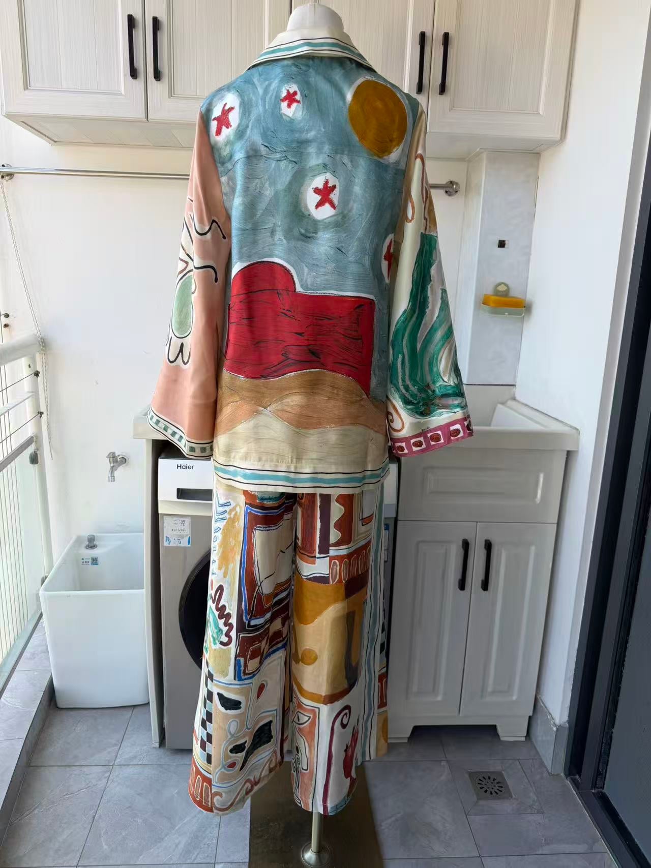 AM Resort canvas silk shirt and pants