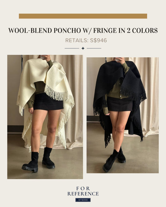 Back! Fringe wool blend poncho in 2 colors