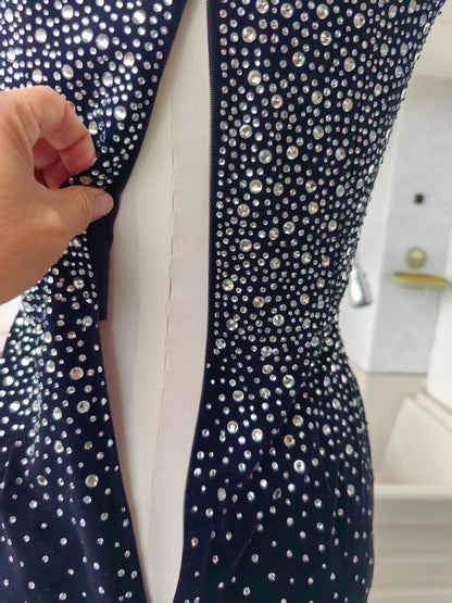 AP Strapless sweetheart. Crystal velvet mini dress