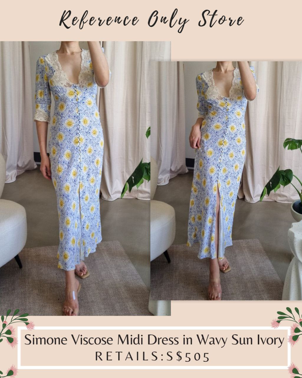 RX Simone Wavy Sun Midi Viscose Dress