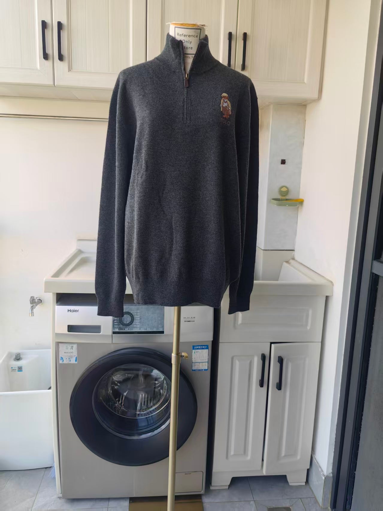 RL Men's polo bear quarter zip sweater