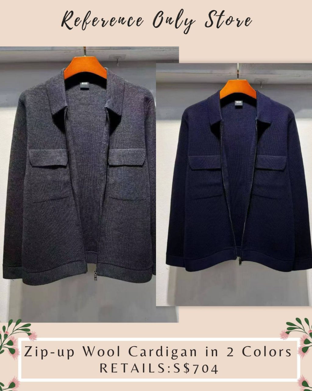 BSS Men’s Zip Up Wool Cardigan in 2 colors