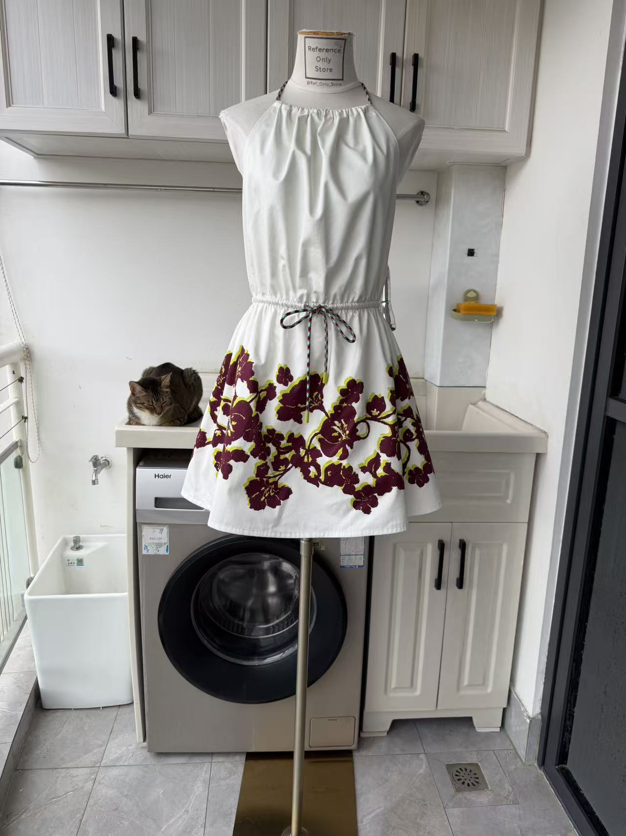 AM Autumn Garden Halter cotton mini dress