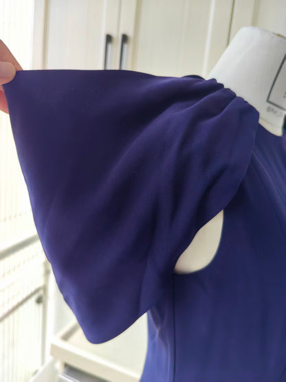 RM navy cape sleeveless woven midi dress