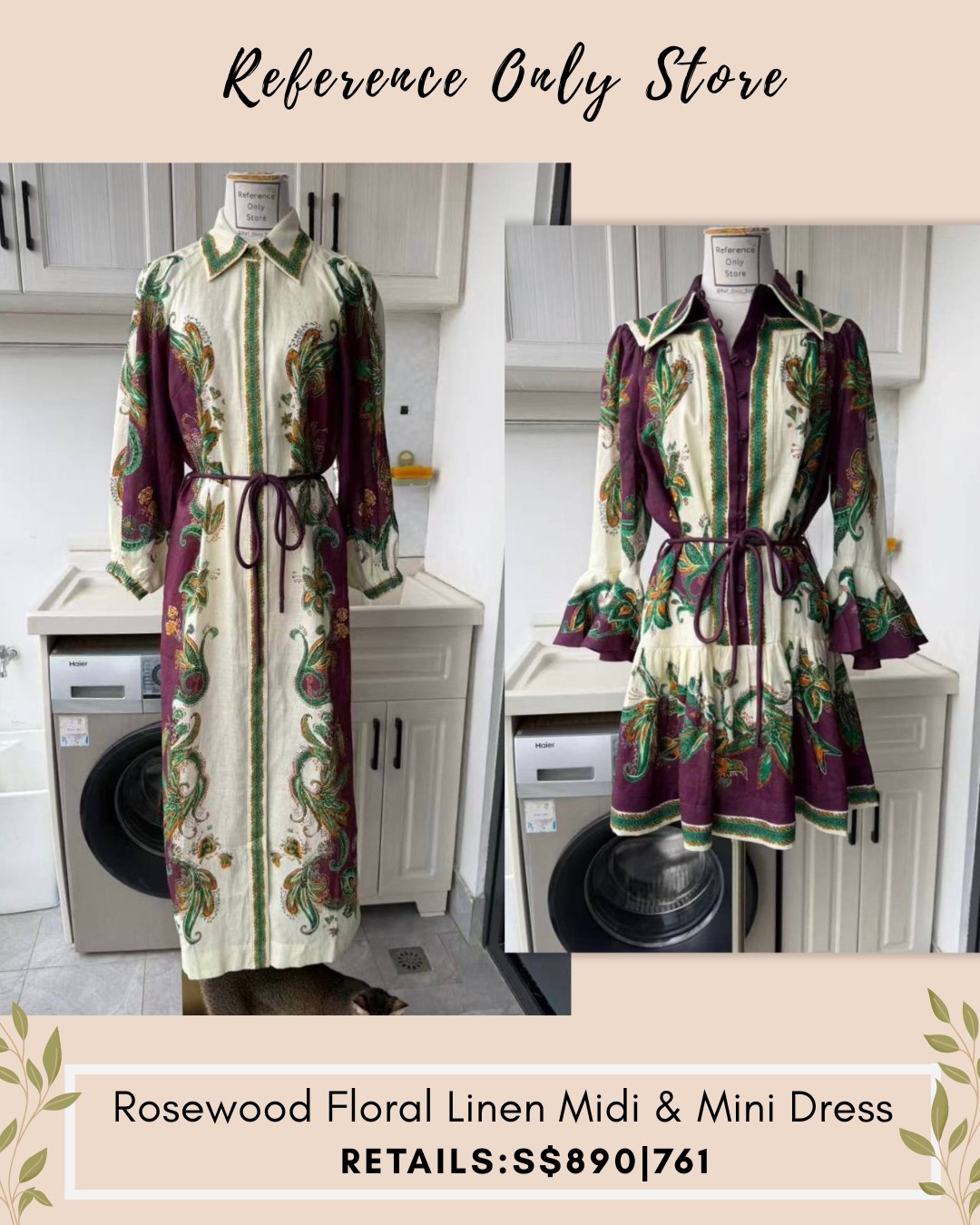 AM Rosewood floral linen midi and mini dress