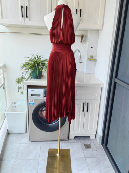 alc rose pleated dress Lara Satin Pleated Gown