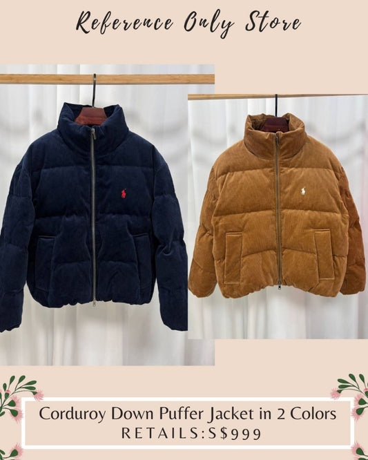 RL Corduroy Down Puffer Jacket in 2 colors