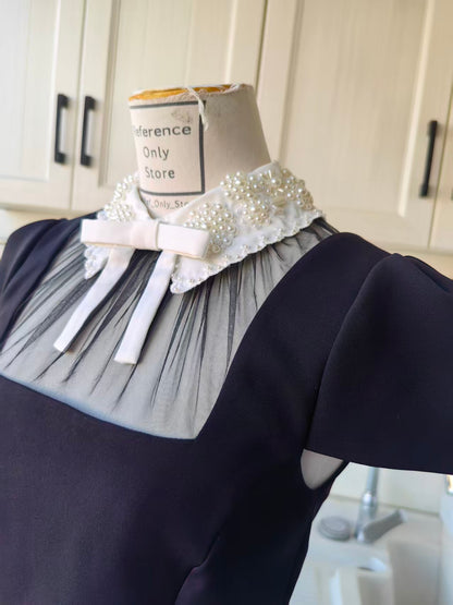 SP Black crepe bow collar mini and midi skirt