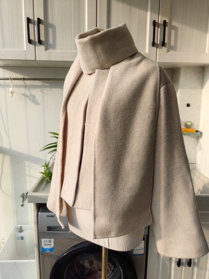 Ref Wool Blend Jacket with Removable Scarf