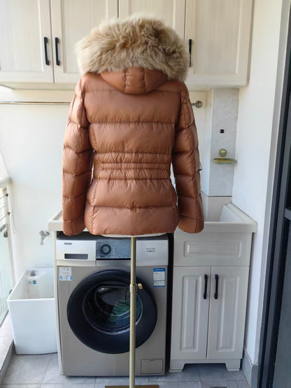 MC Boed Hooded shearling trimmed short down jacket