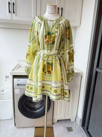 AM wildflower mosaic ramie mini dress
