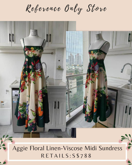 AM Aggie Floral Linen Viscose Midi Sun dress