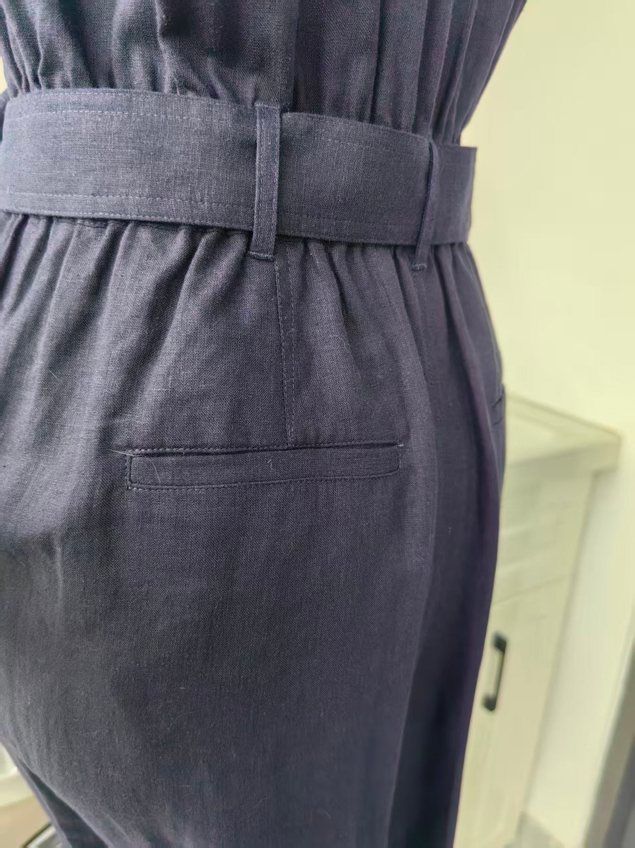 ME Sleeveless cropped linen viscose jumpsuit