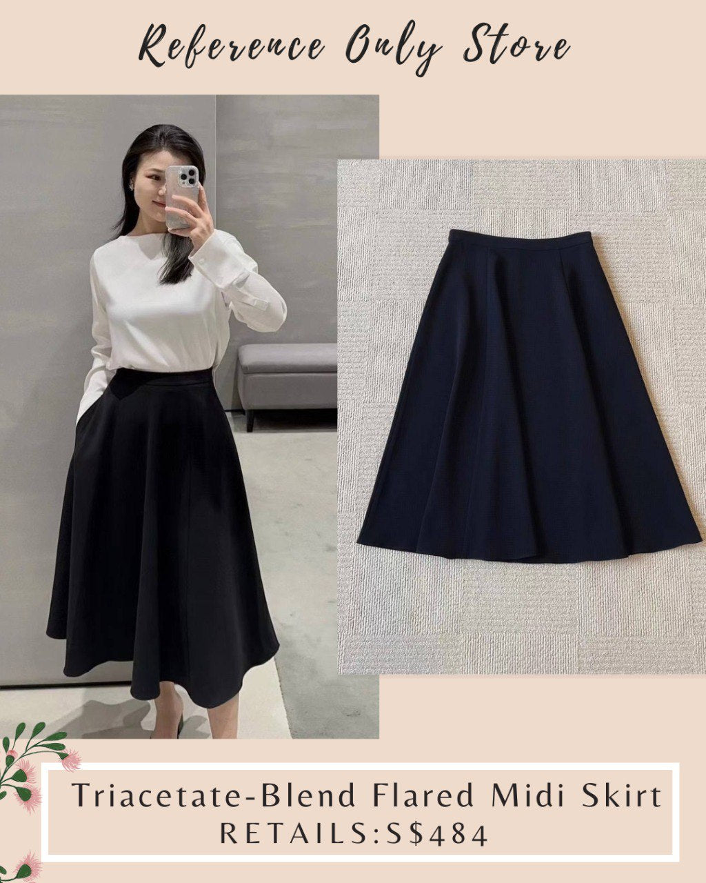 TH Triacetate blend flared midi skirt