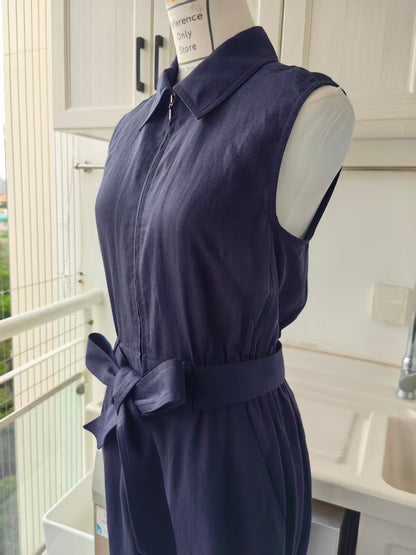 ME Sleeveless cropped linen viscose jumpsuit