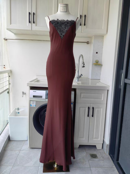 RM lace trimmed silk gown in 2 colors