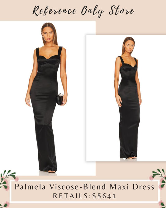 SL Palmela viscose blend maxi dinner black dress