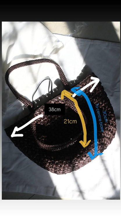TR Estelle Raffia woven in espresso brown bag