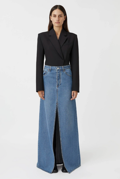 CM Kennedy Denim Maxi Skirt in classic blue