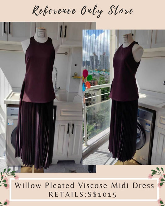 ALC Willow pleated viscose midi dress