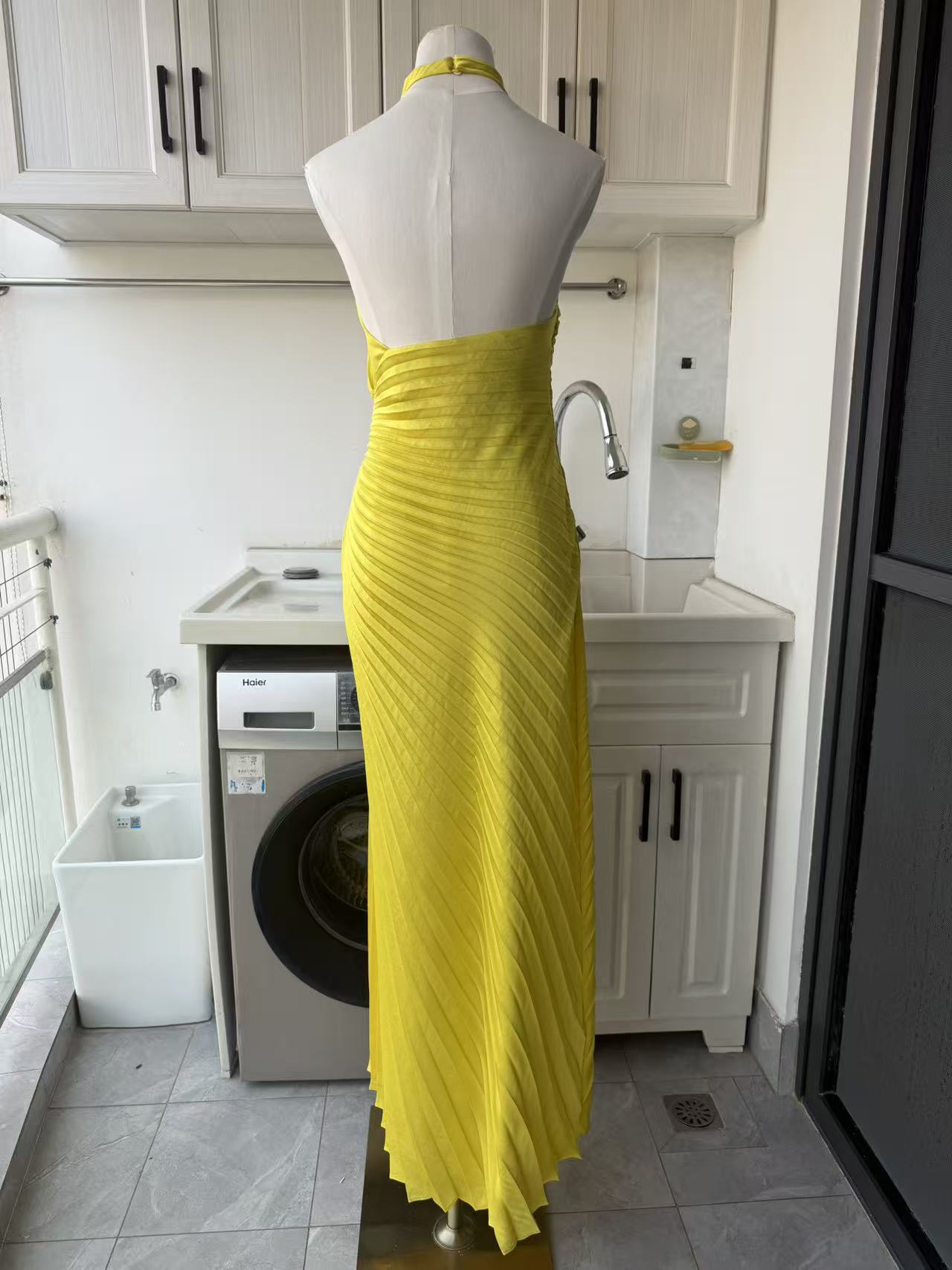 ALC Romy Pleated satin gown