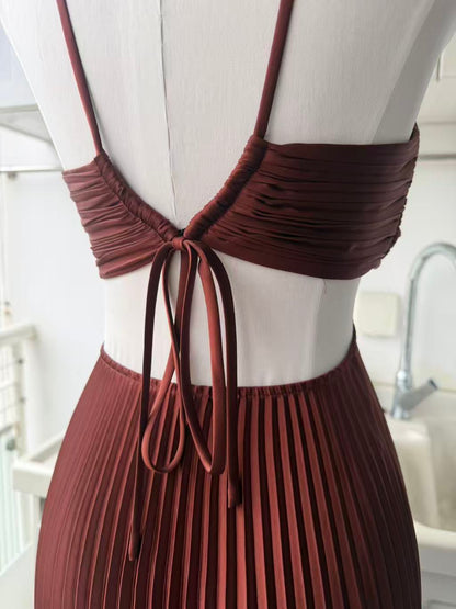 ALC Moira satin pleated maxi dress