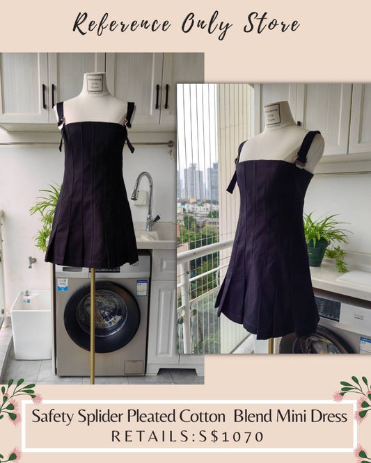 DL Safety Splider Pleated Cotton Mini Dress