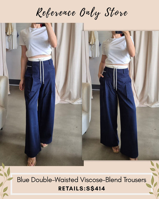 AA Blue double waisted viscose blend trousers