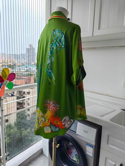 AM Aquatica printed silk shirt and pants
