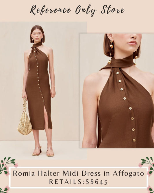 CG Romia halter midi dress in affogato brown