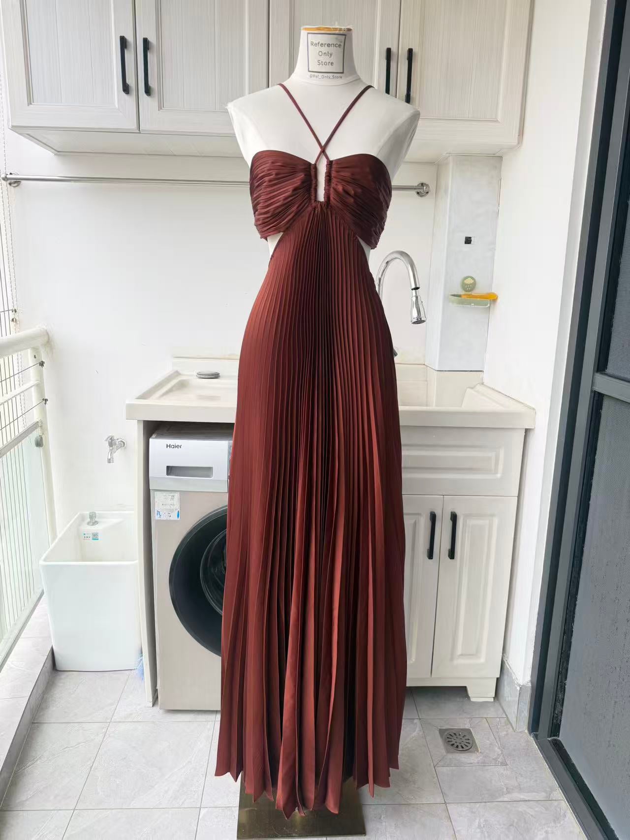 ALC Moira satin pleated maxi dress