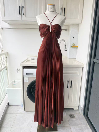 ALC Moira satin pleated maxi dress