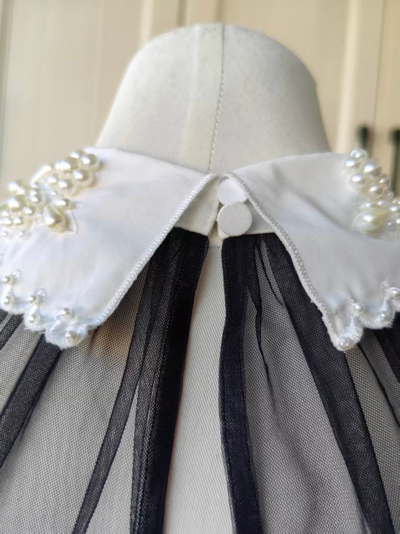 SP Black crepe bow collar mini and midi skirt