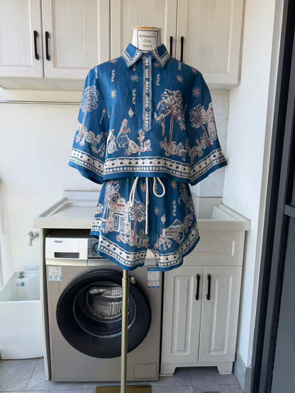 AM Marrakech linen cropped shirt & shorts