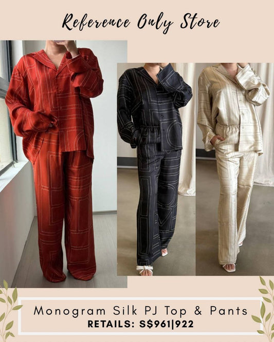 Tot monogram silk shirt pj top and pants