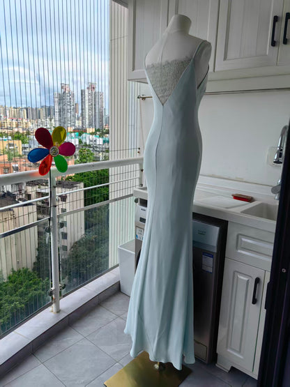 RM lace trimmed silk gown in 2 colors