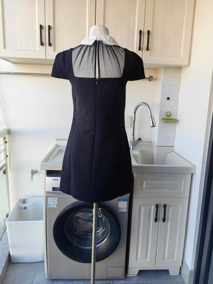 SP Black crepe bow collar mini and midi skirt