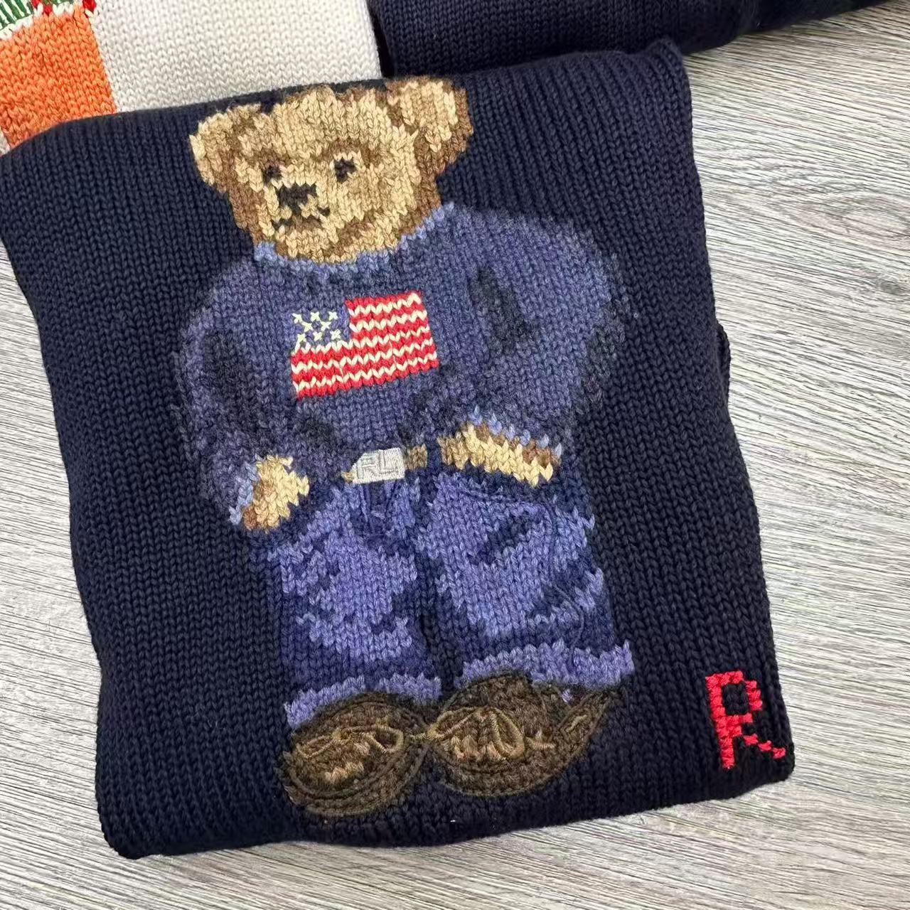 RL Kids polo bear navy ivory (with flag) Cotton sweater