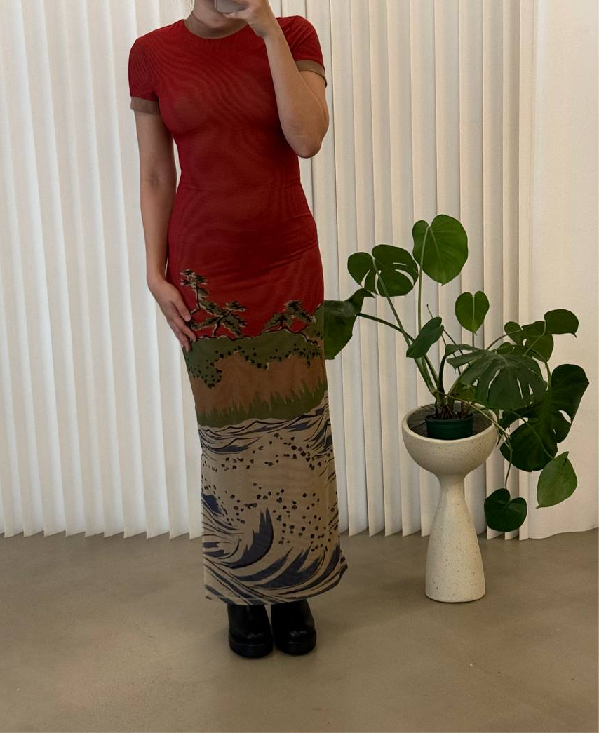 Stl redwood tee midi dress in sea ranch scene