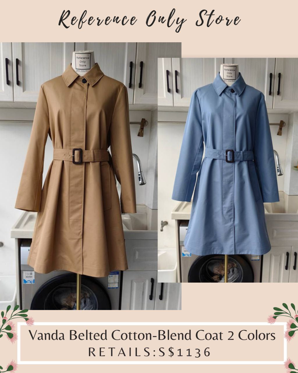 MM Vanda Belted cotton blend coat in 2 colors