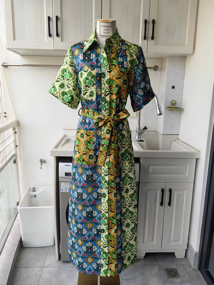 AM patchwork poise linen mini and midi dress