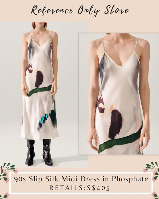 SL 90s slip dress in phosphate abstract print