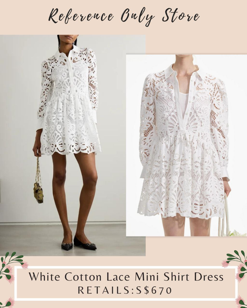 SP White Cotton Lace Mini Shirt dress