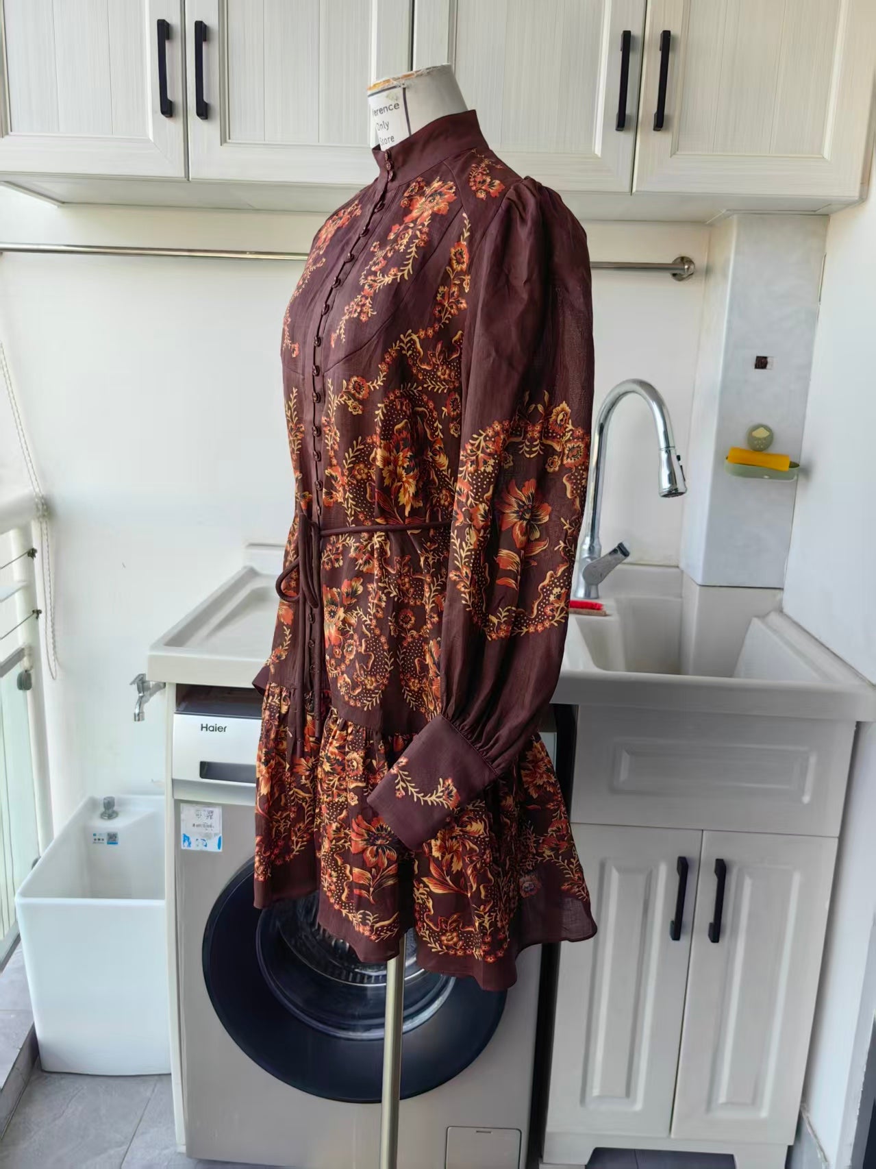 AM Autumn Bloom ramie mini dress