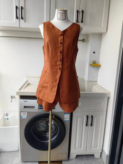 POS Lorenzo linen high neck and perri shorts