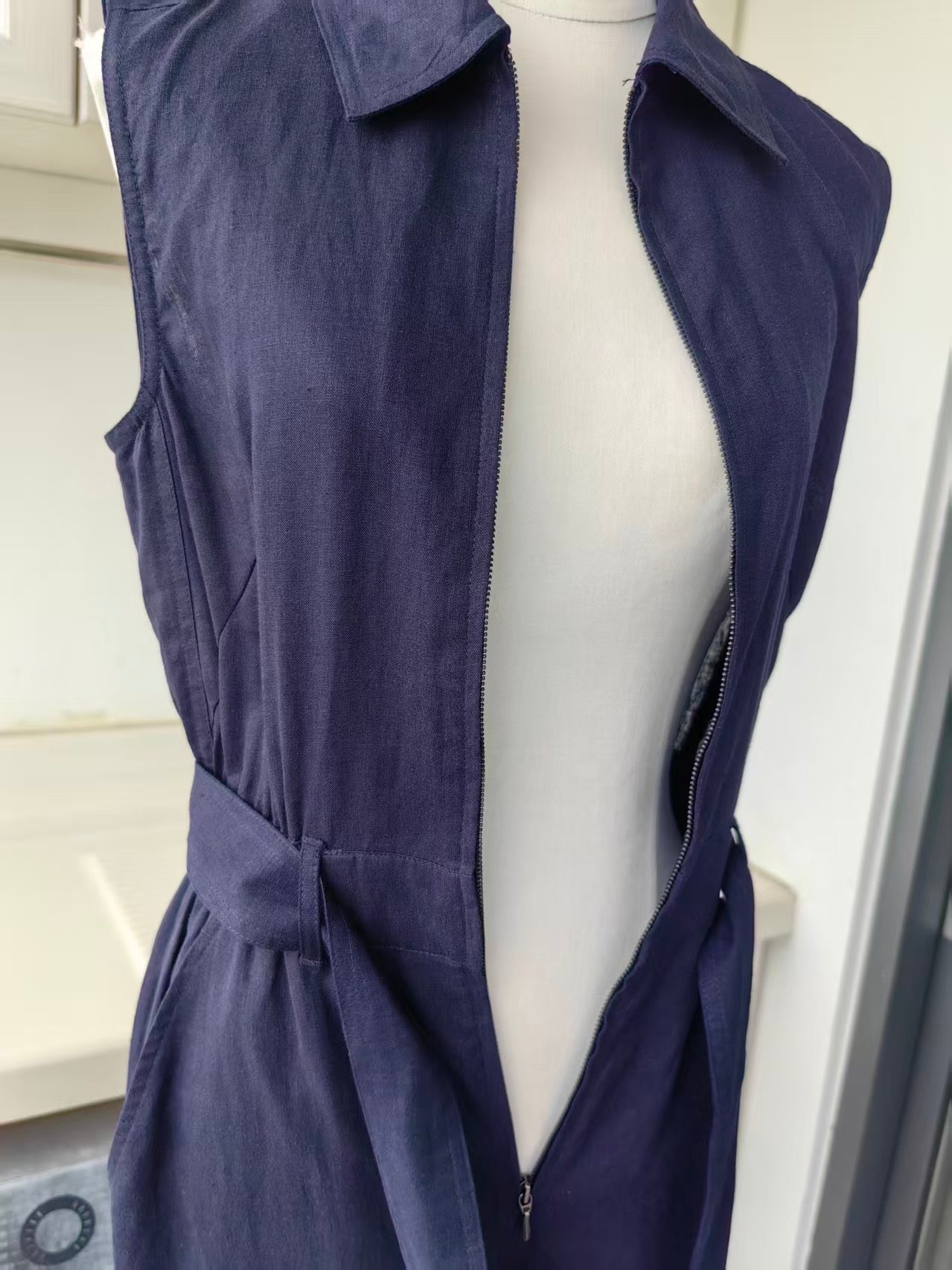 ME Sleeveless cropped linen viscose jumpsuit