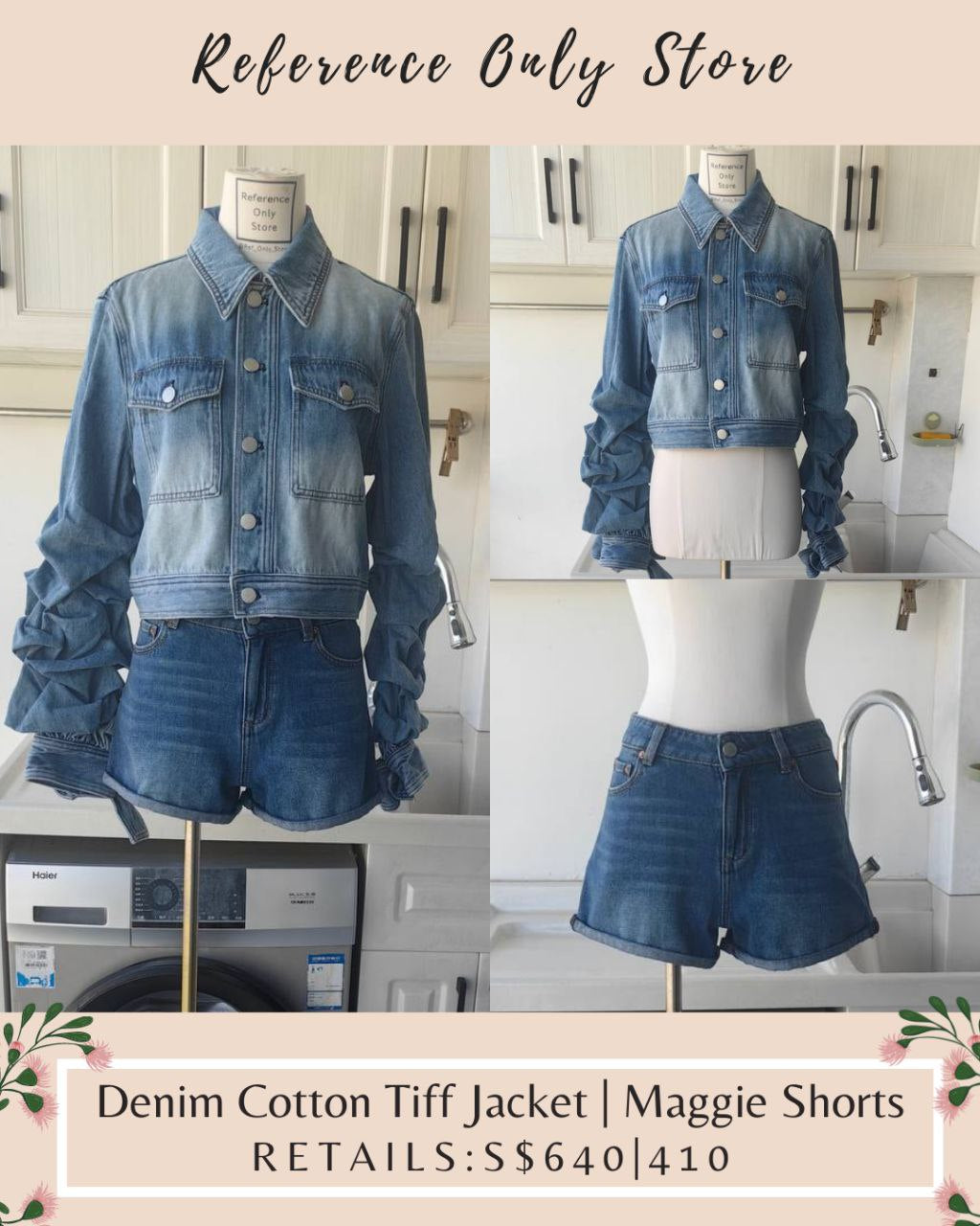 AO Tiff Denim Cotton Jacket w/ Bow Sleeves / maggie shorts