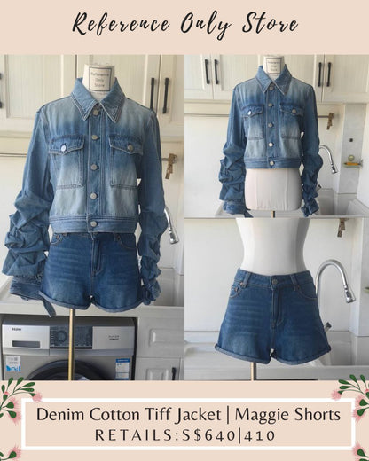 AO Tiff Denim Cotton Jacket w/ Bow Sleeves / maggie shorts