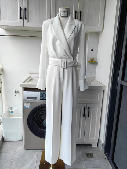 RS Ivory flora sheer belted jumpsuit