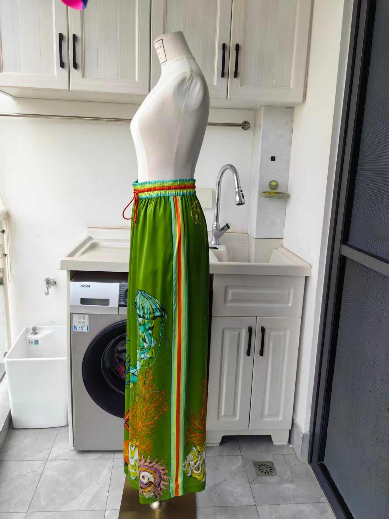 AM Aquatica printed silk shirt and pants